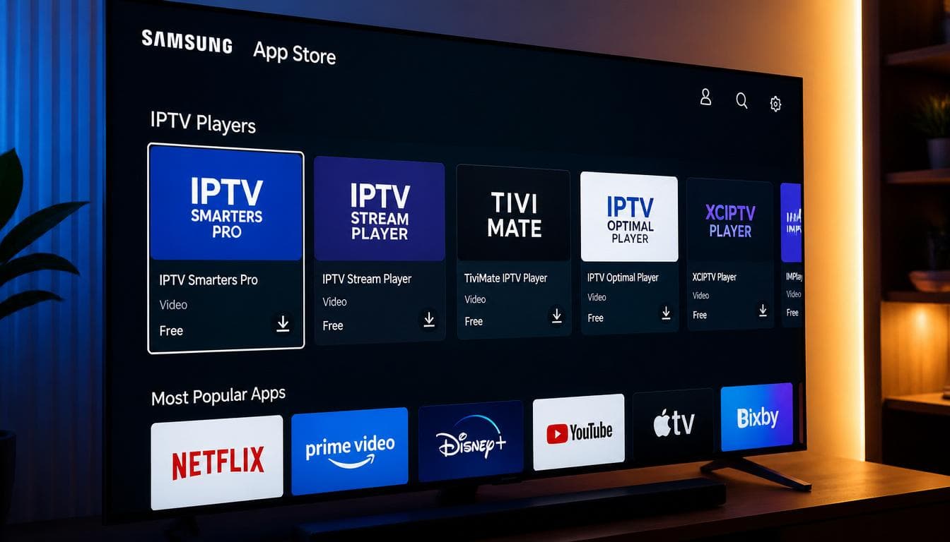 Store d'applications d'une Smart TV Samsung pour installer un lecteur IPTV