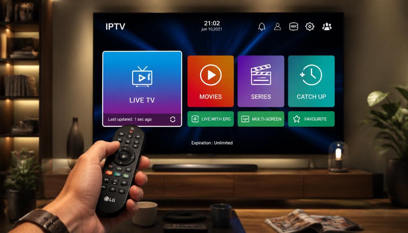 Utilisation d'une télécommande LG pour naviguer dans une application IPTV