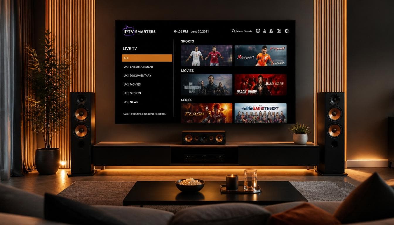 Grande télévision OLED LG diffusant du contenu de streaming dans un salon