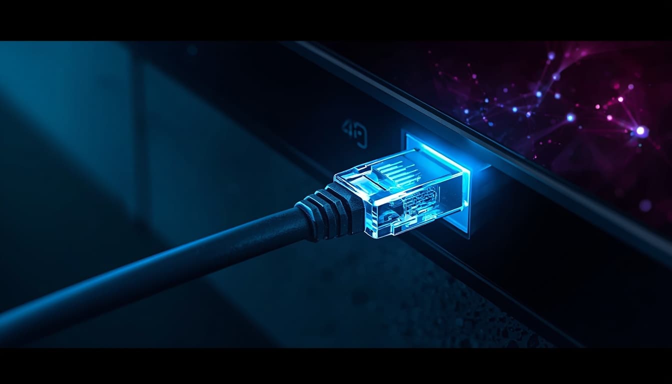 Smart TV LG reliée par un câble Ethernet pour une connexion stable
