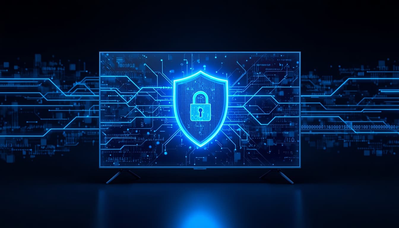 Smart TV connectée à un réseau de streaming sécurisé