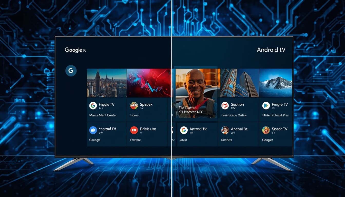 Comparaison en écran partagé de deux interfaces de Smart TV